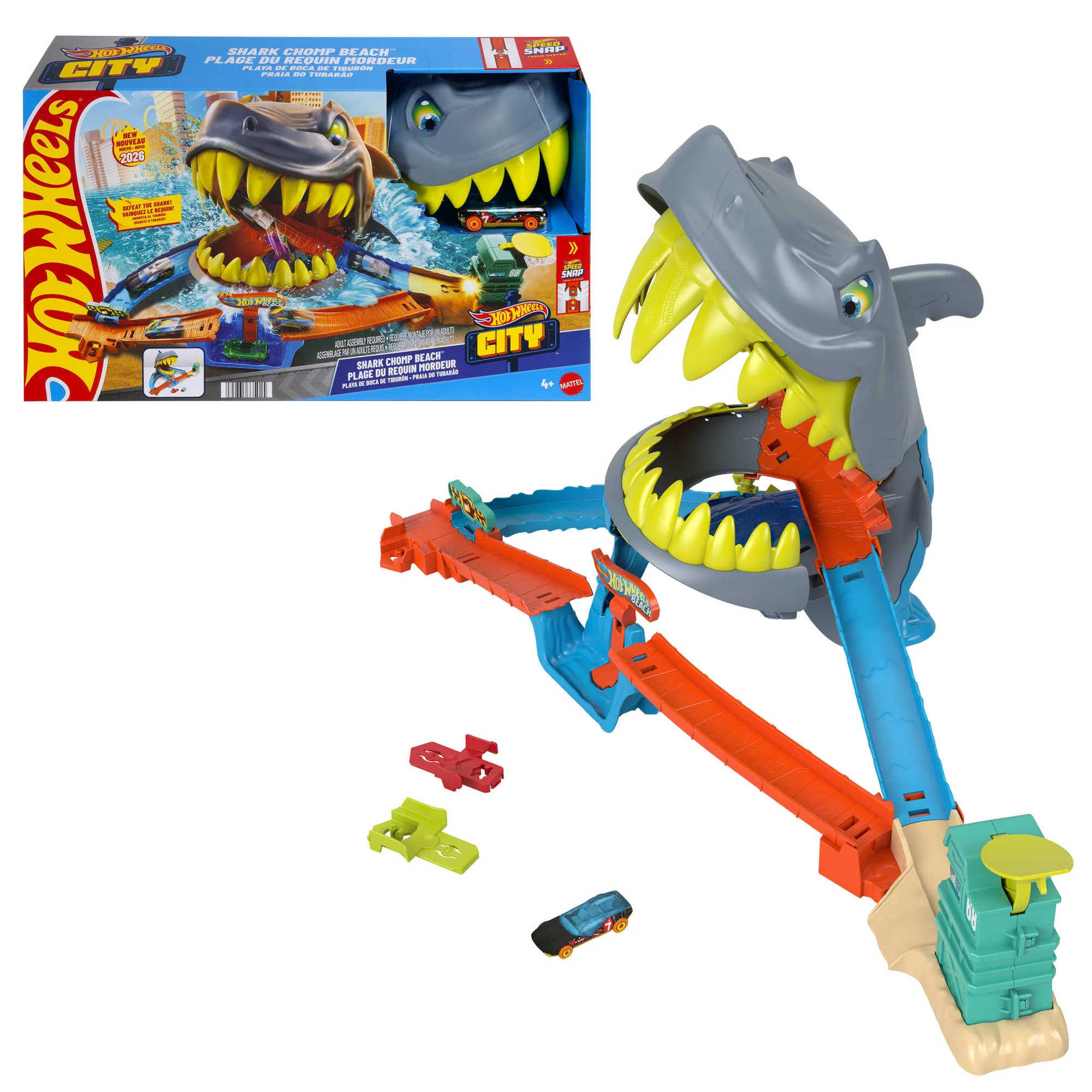 Hot Wheels City Shark Chomp Beach Playset and Toy Car