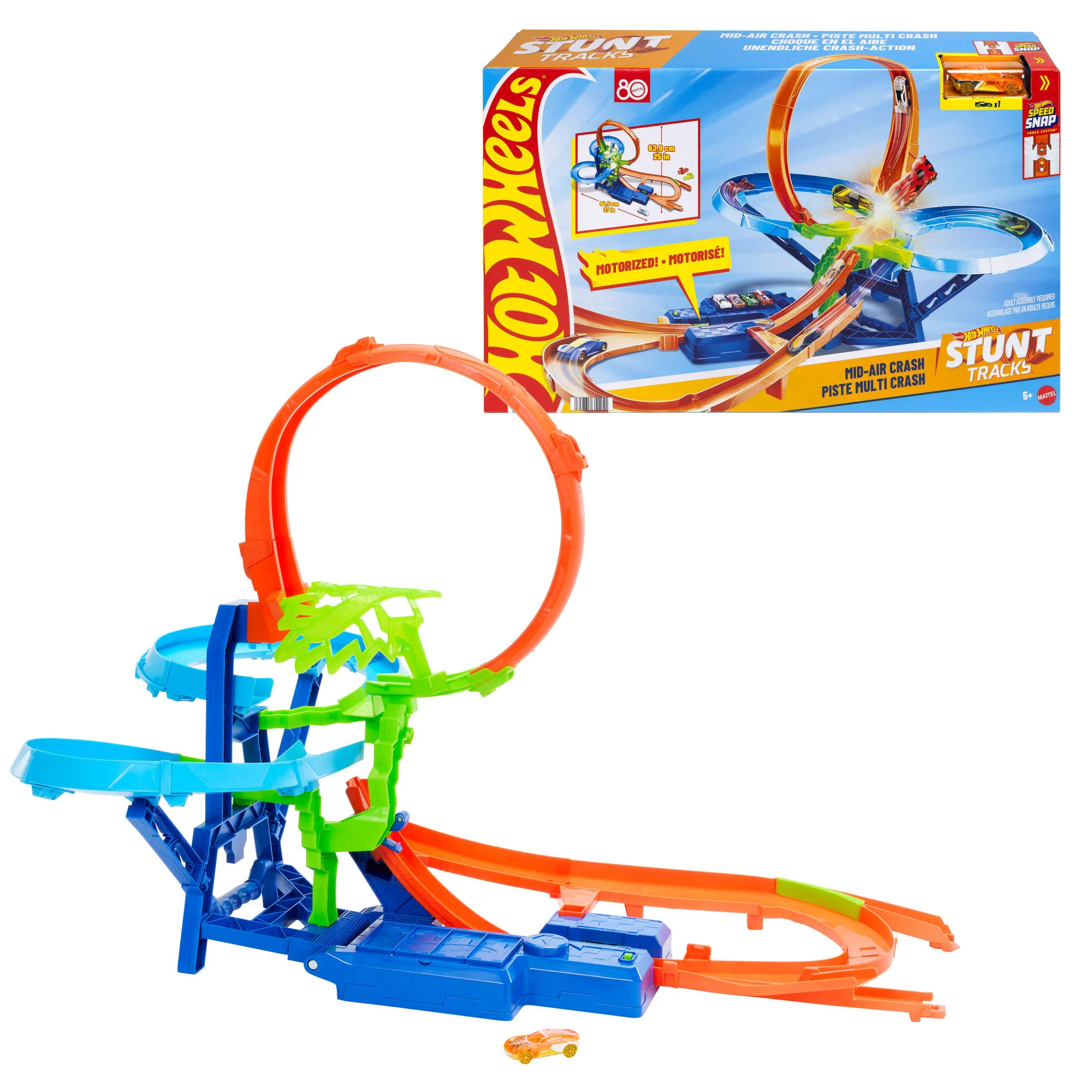 Hot Wheels Stunt Tracks Mid-Air Crash Playset with 1:64 Car